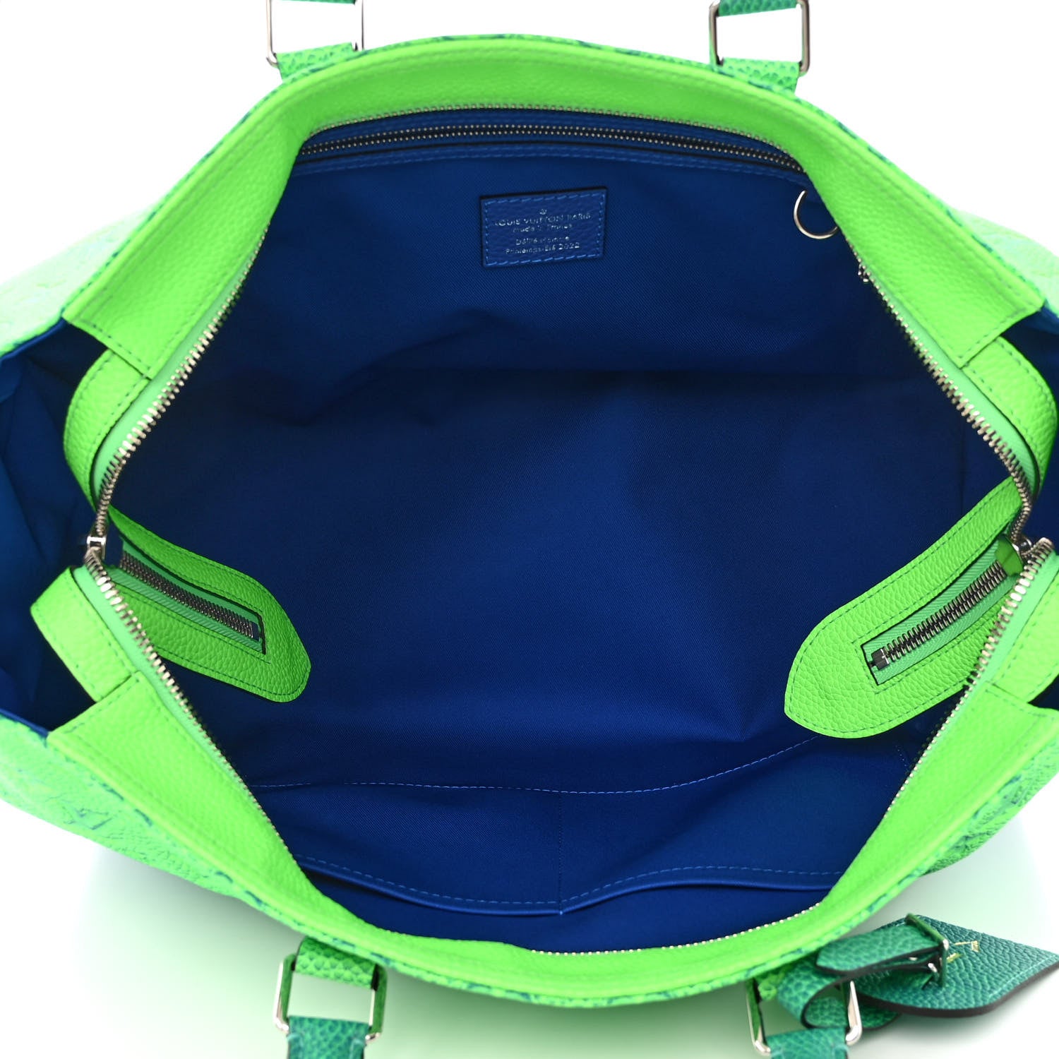 Louis Vuitton Taurillon Illusion Keepall Tote Bleu Vert 5 of 10