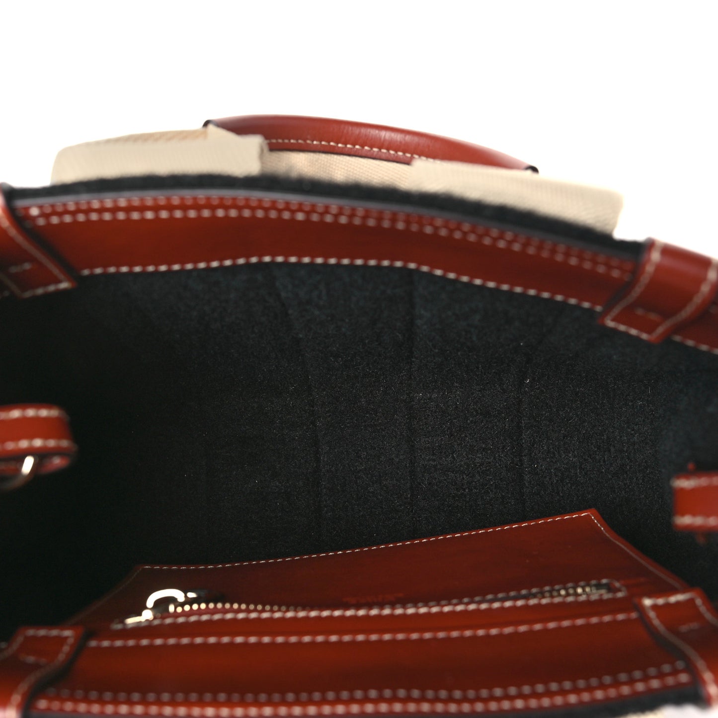 Felt Calfskin Small Woody Ribbon Tote With Strap Black