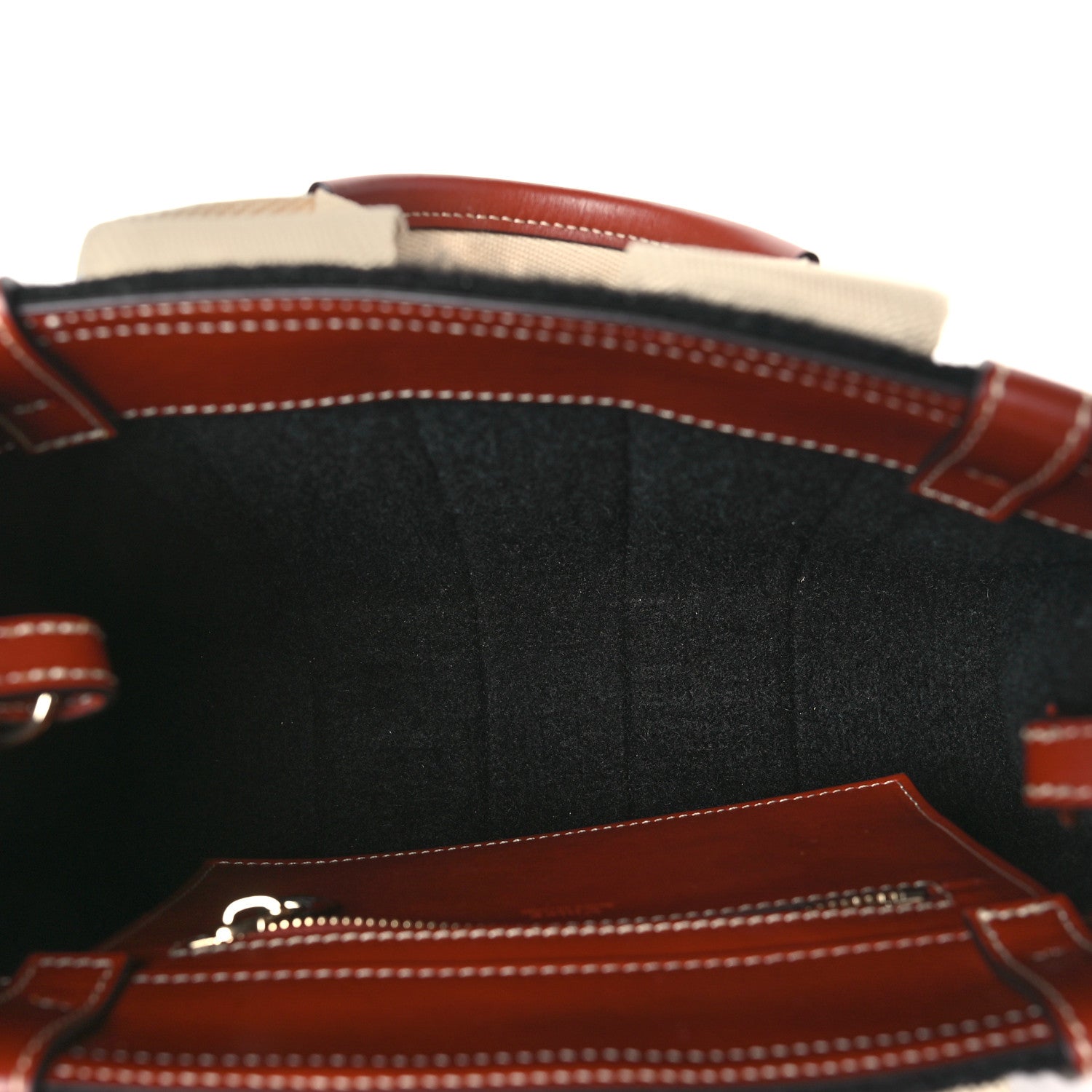 Chloe Felt Calfskin Small Woody Ribbon Tote With Strap Black 5 of 11