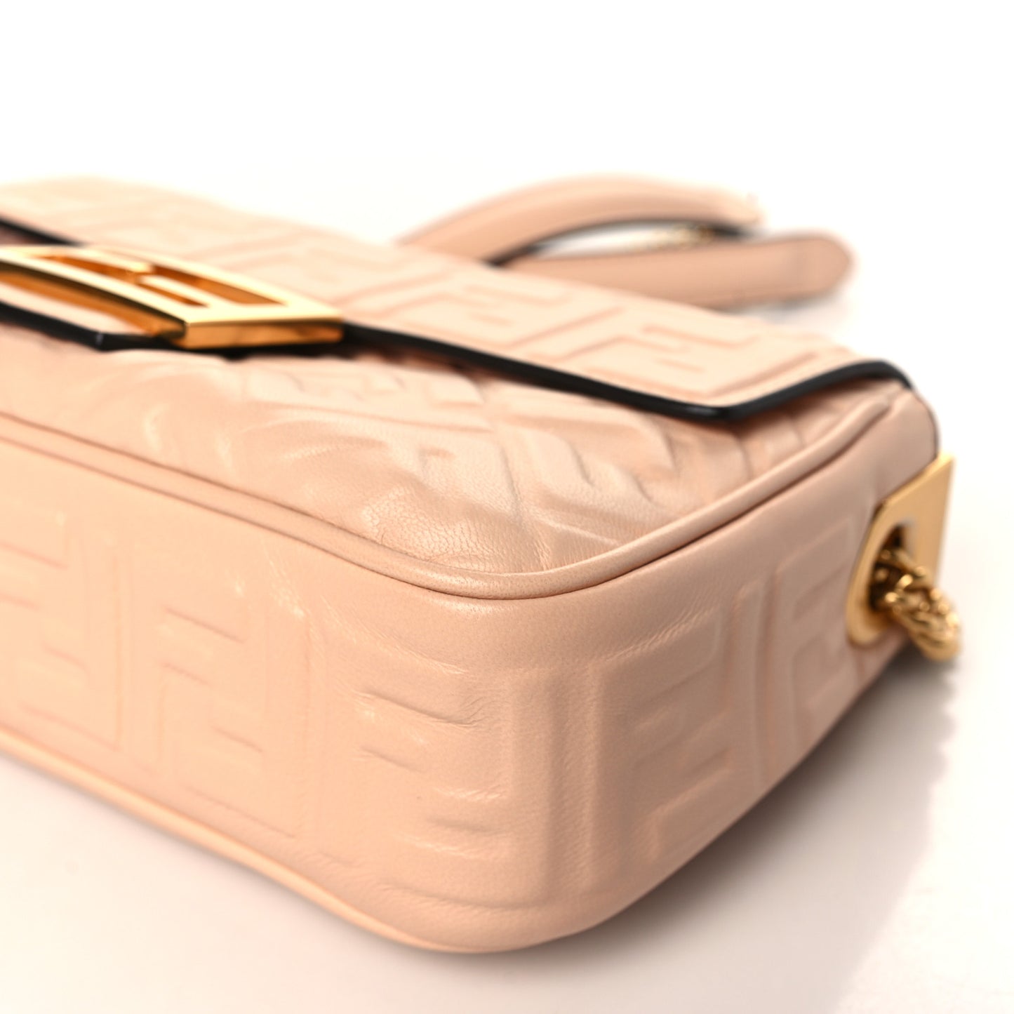 Nappa Small FF Embossed Midi Chain Baguette Light Rose