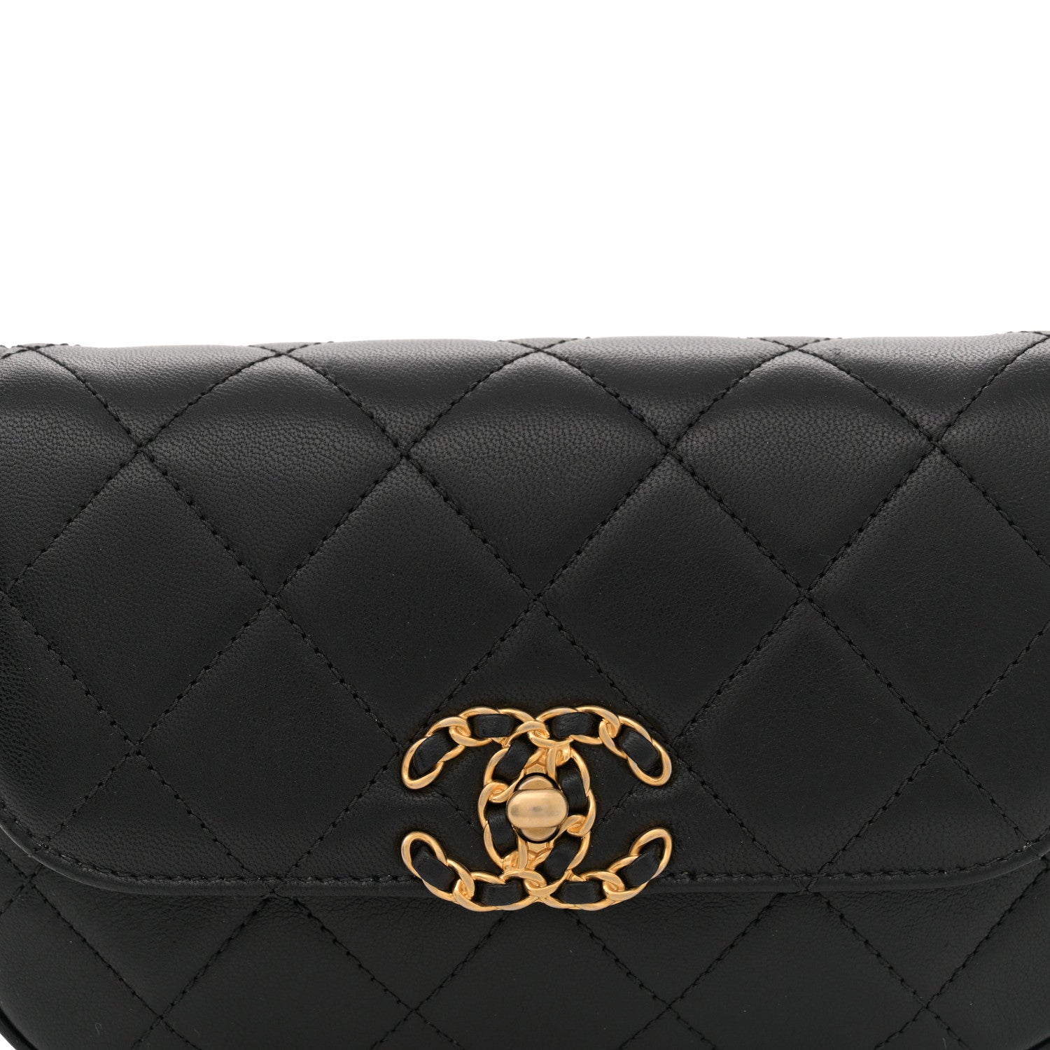 Chanel Lambskin Quilted Chain Infinity Waist Belt Bag Black 8 of 12