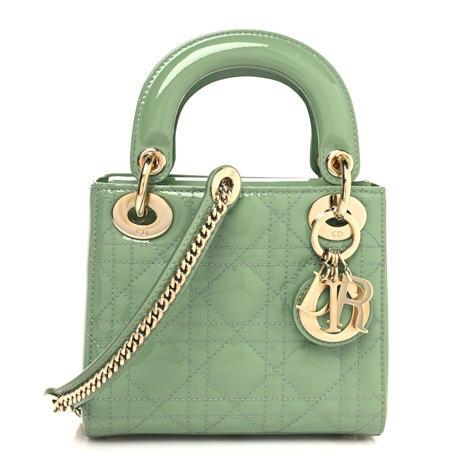 Christian Dior Patent Cannage Mini Lady Dior Mint Green 1329141