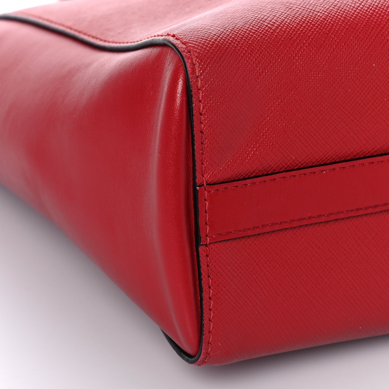 Prada Saffiano Soft Calfskin Small Zippered Tote Fuoco 7 of 8