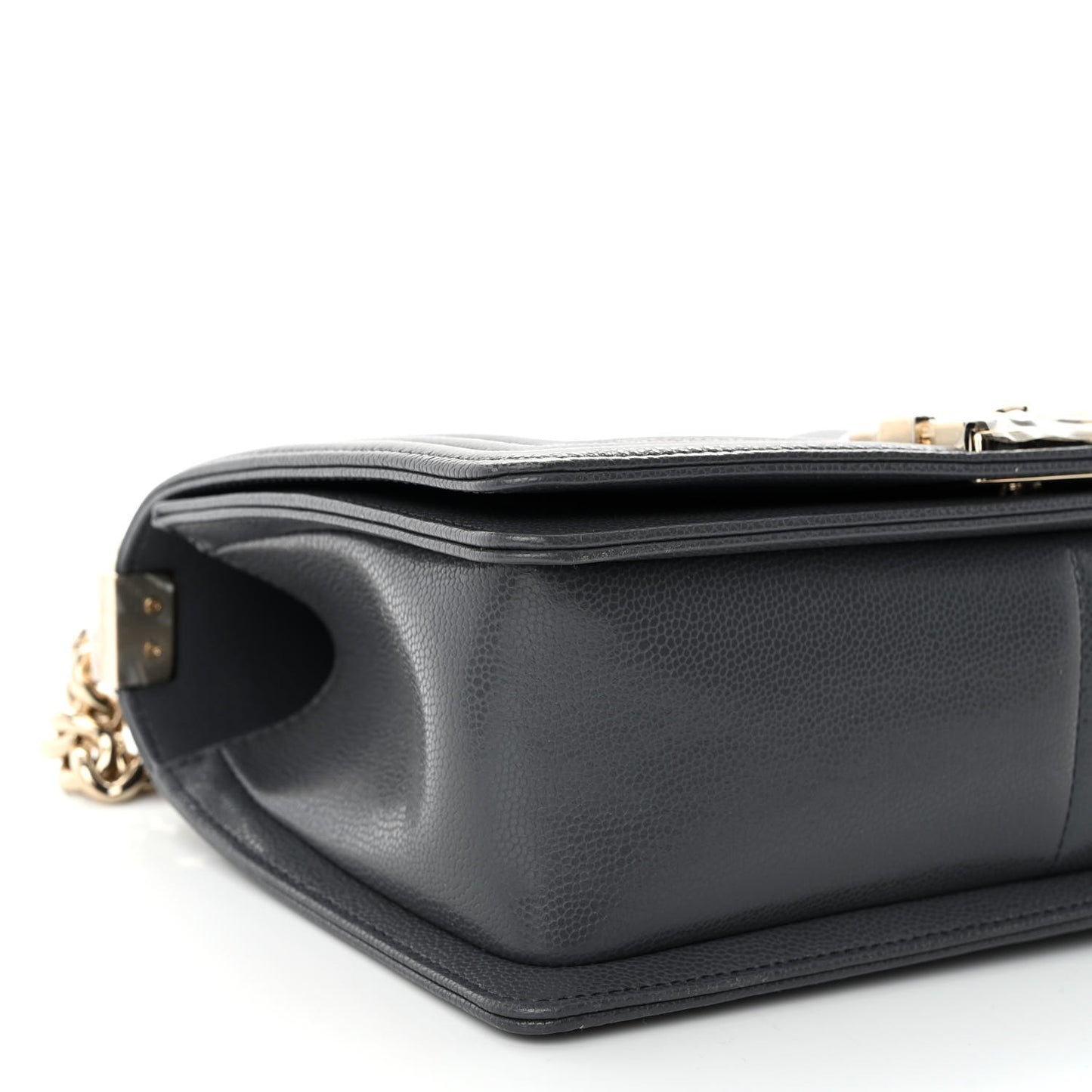 Caviar Quilted Medium Boy Flap Dark Grey