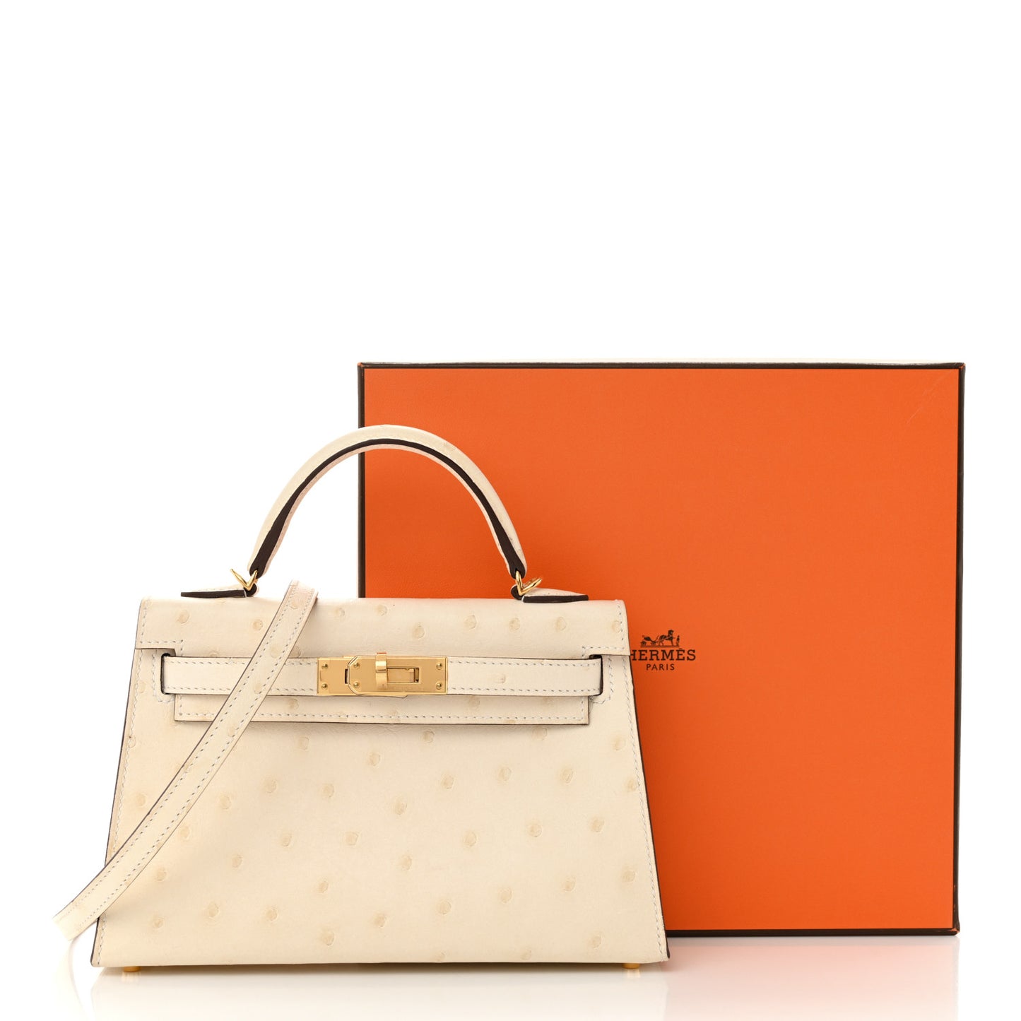 Ostrich Kelly Sellier Mini 20 Nata