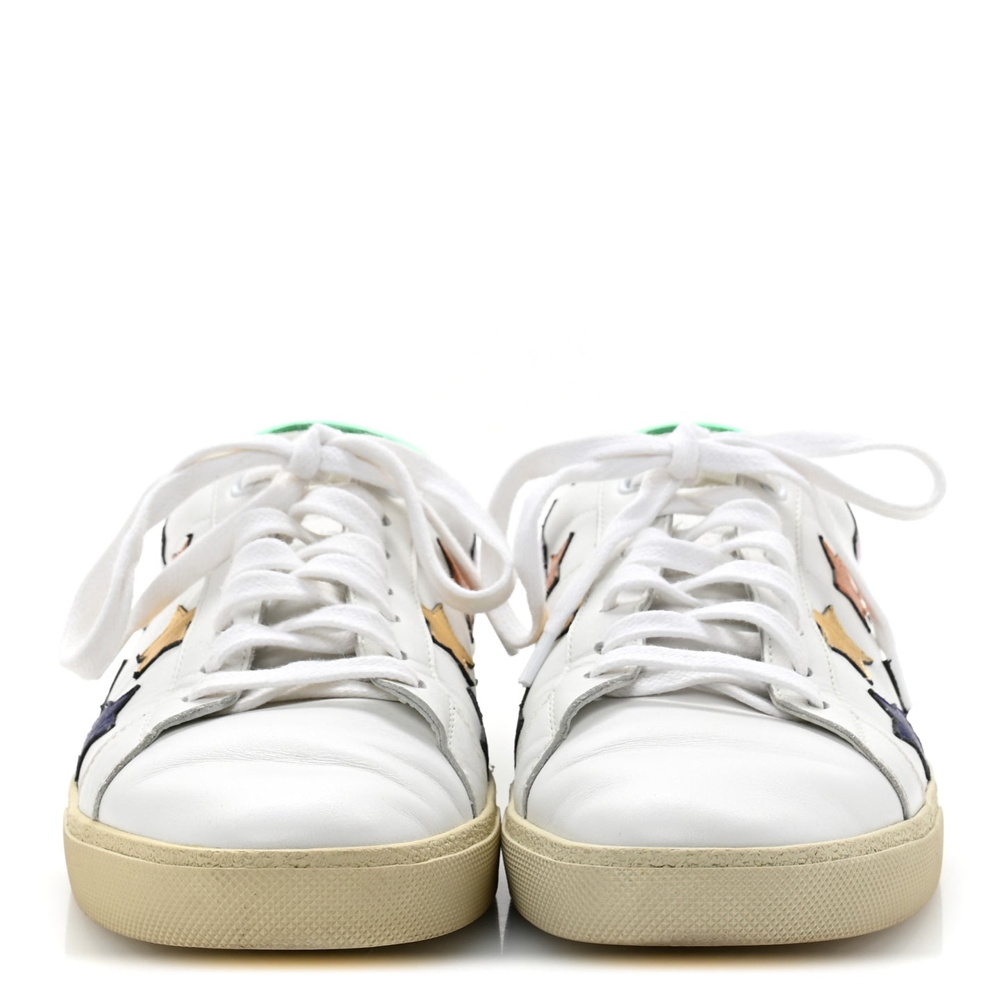 Calfskin Womens Star Court Sneakers 40 Green Multicolor