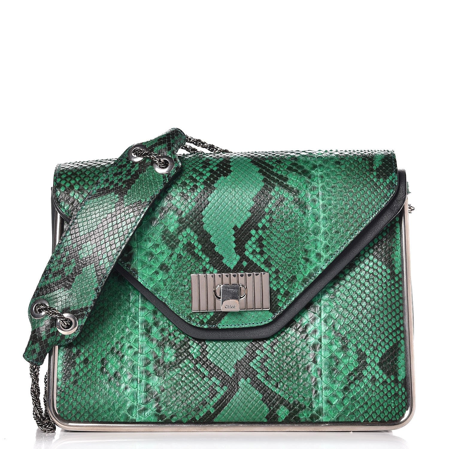 Chloe Python Sally Flap Bag Green 275304 – FASHIONPHILE