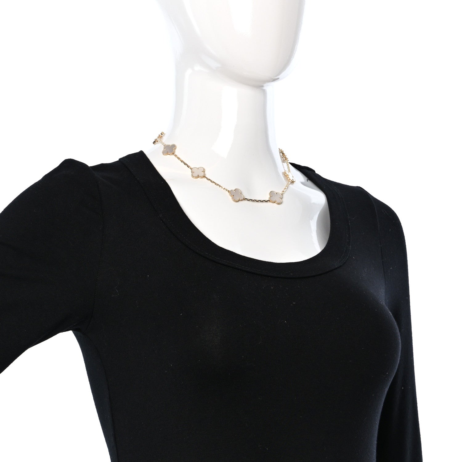 Van Cleef & Arpels 18K Yellow Gold Mother of Pearl 10 Motifs Vintage Alhambra Necklace 2 of 6