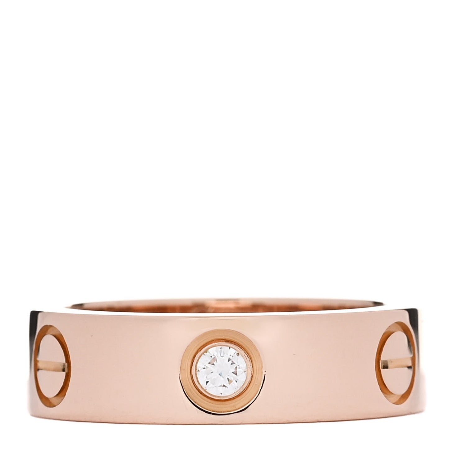 18K Pink Gold 3 Diamond 5.5mm LOVE Ring 52 6