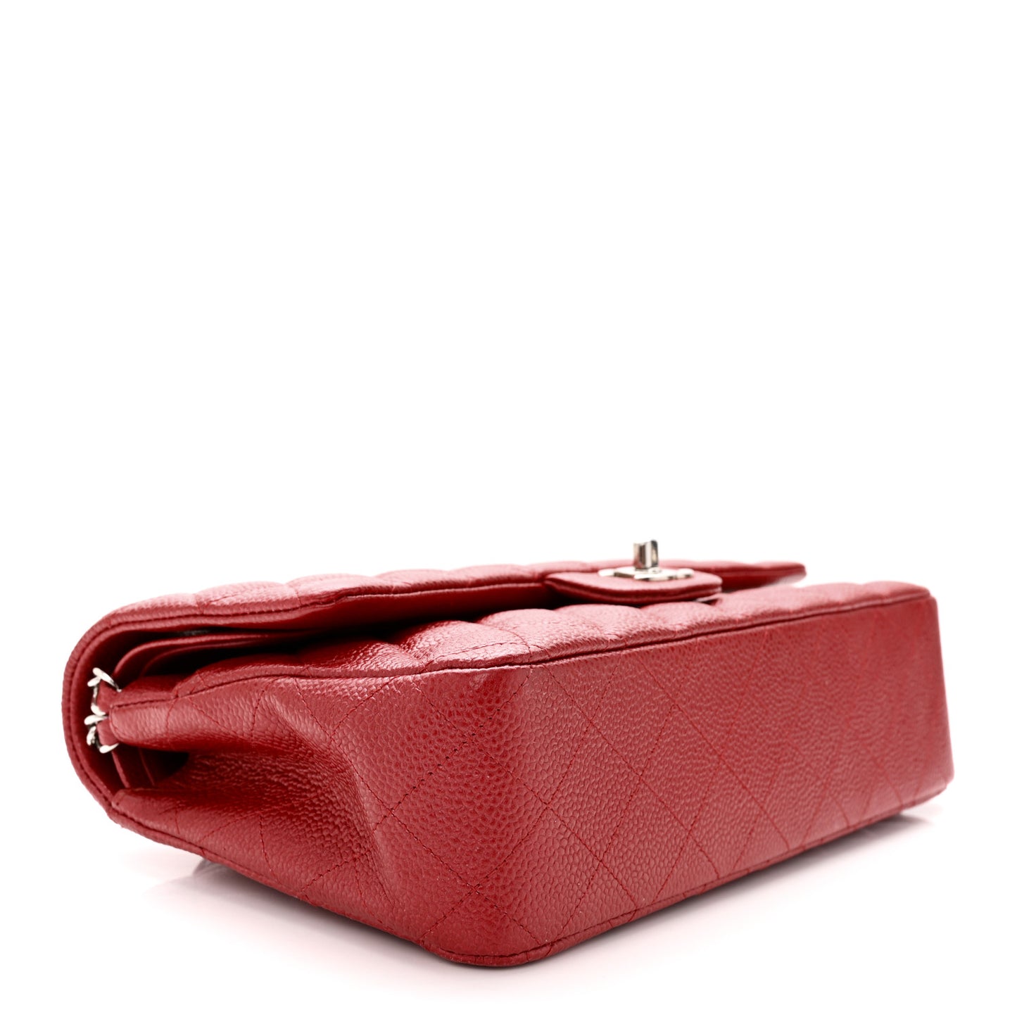 Caviar Quilted Medium Double Flap Dark Red