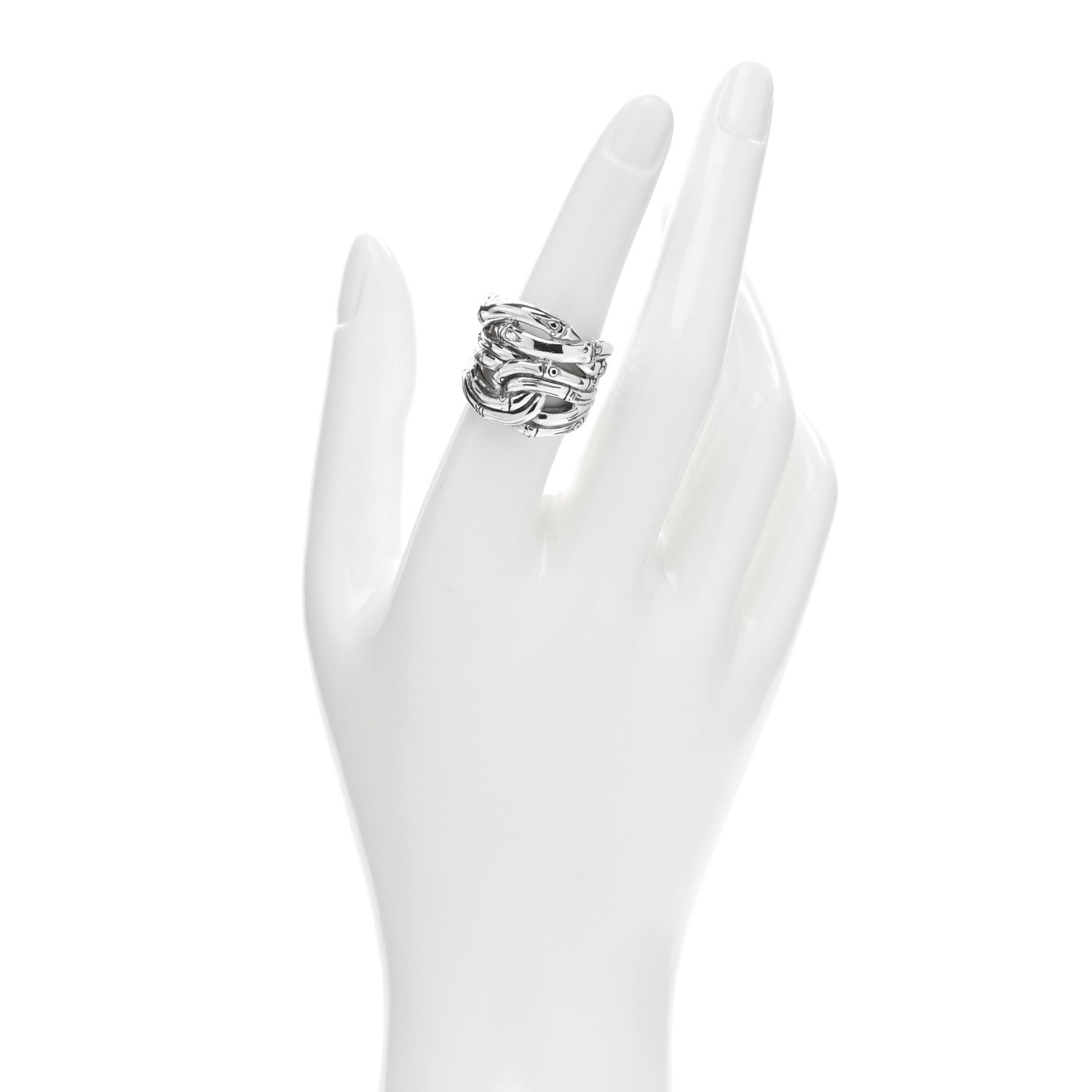 John Hardy Sterling Silver Bamboo Woven Ring 54 6.75 2 of 4