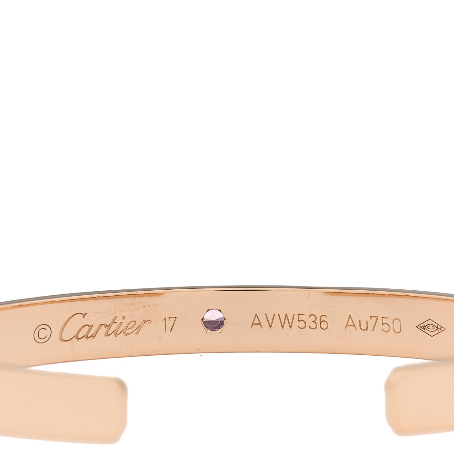 18K Pink Gold Pink Sapphire LOVE Cuff Bracelet 17