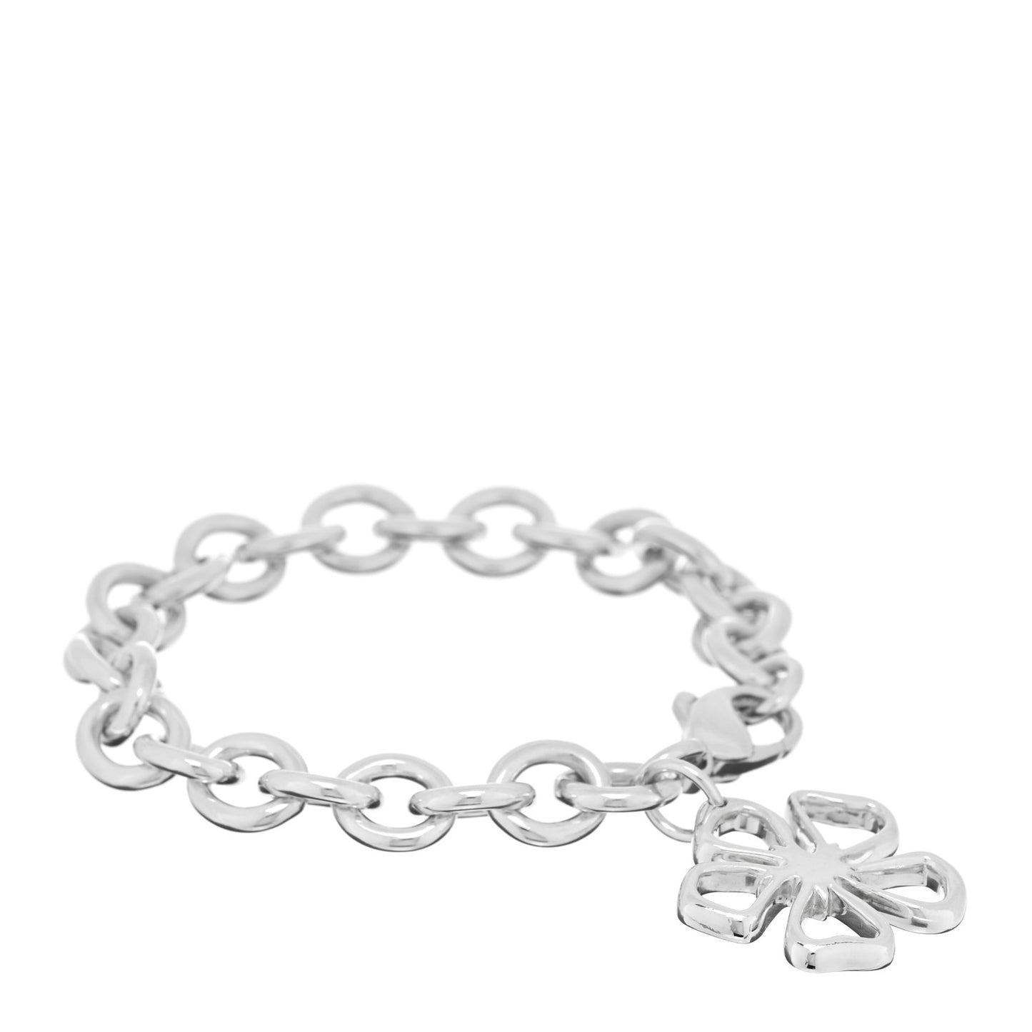 Sterling Silver Flower Charm Bracelet