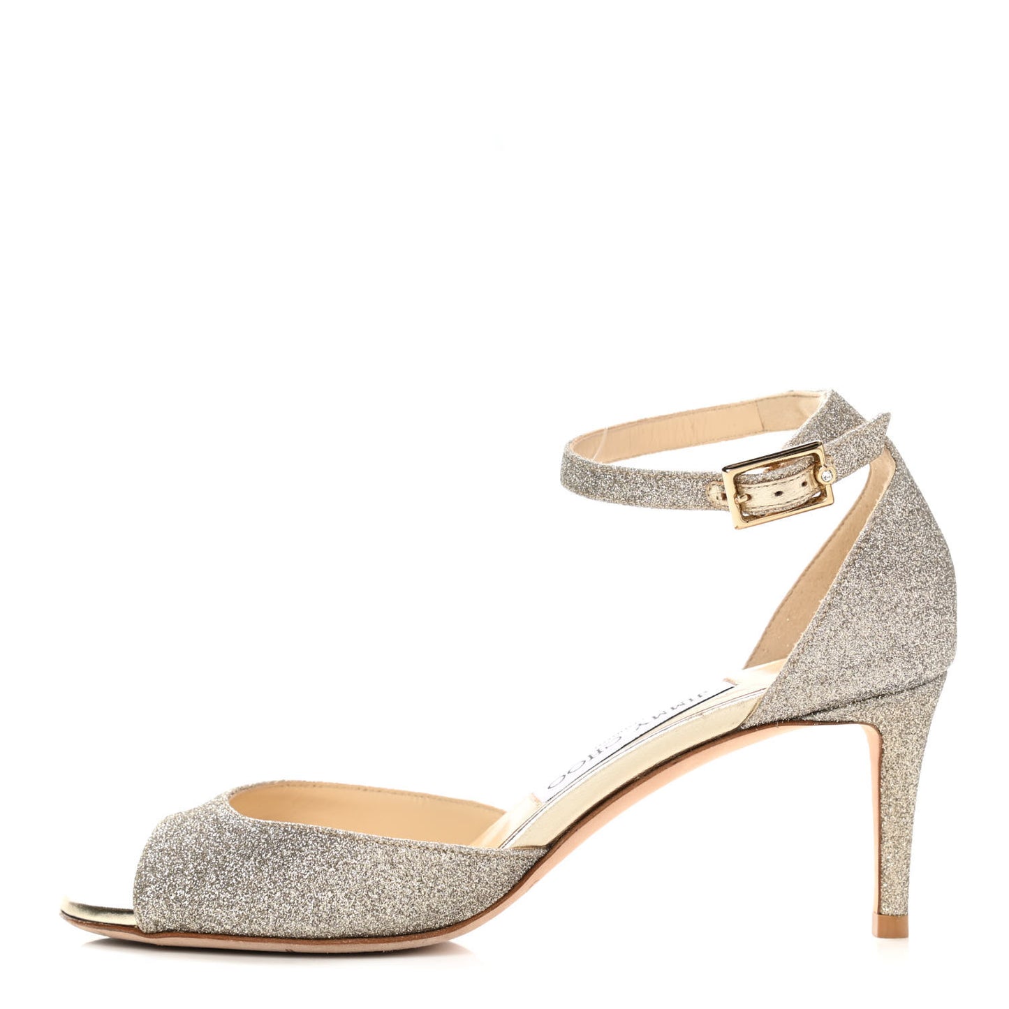 Glitter Ankle Strap Pumps 36 Gold