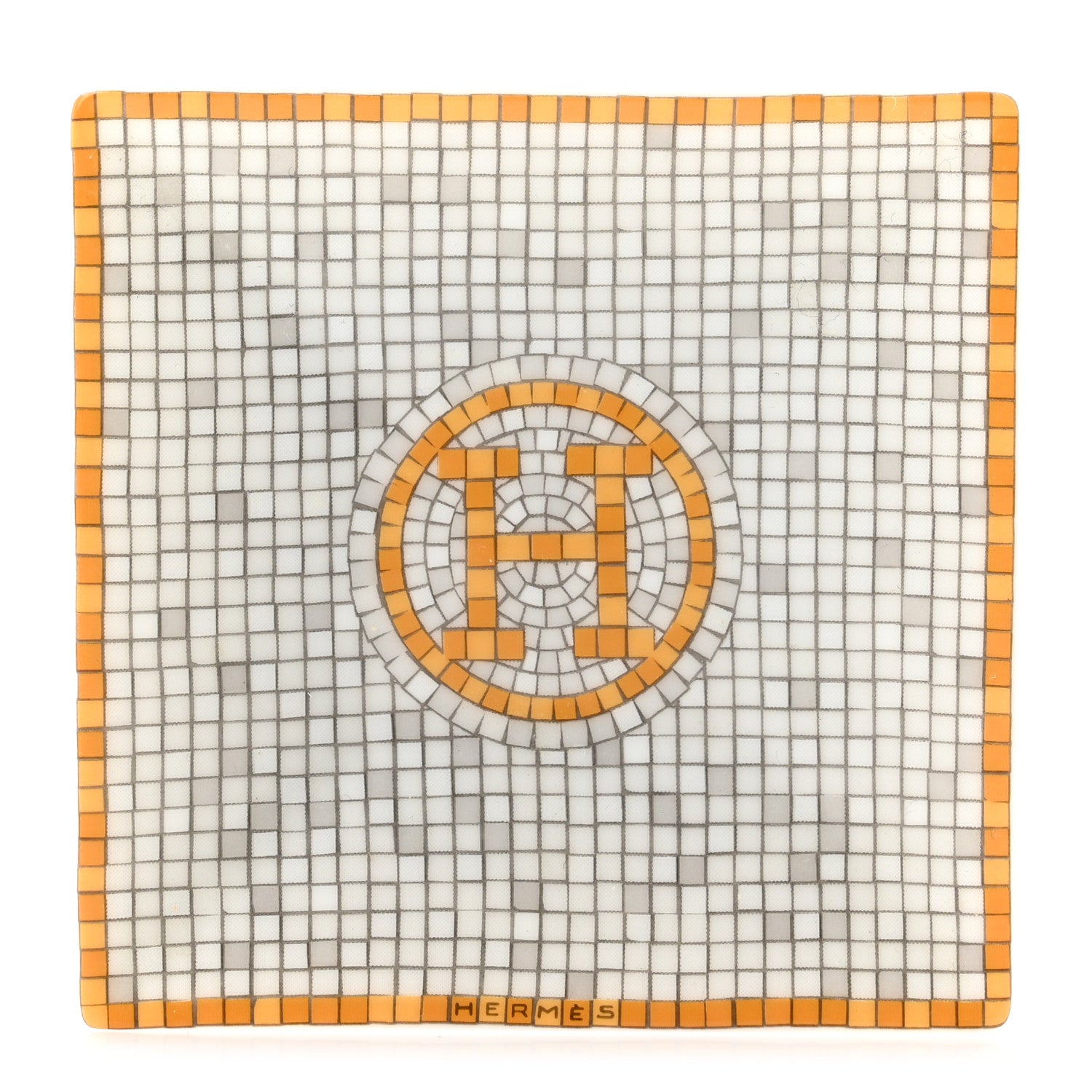 Hermes Porcelain Mosaique Au 24 Square Plate N°1 Gold 1 of 5