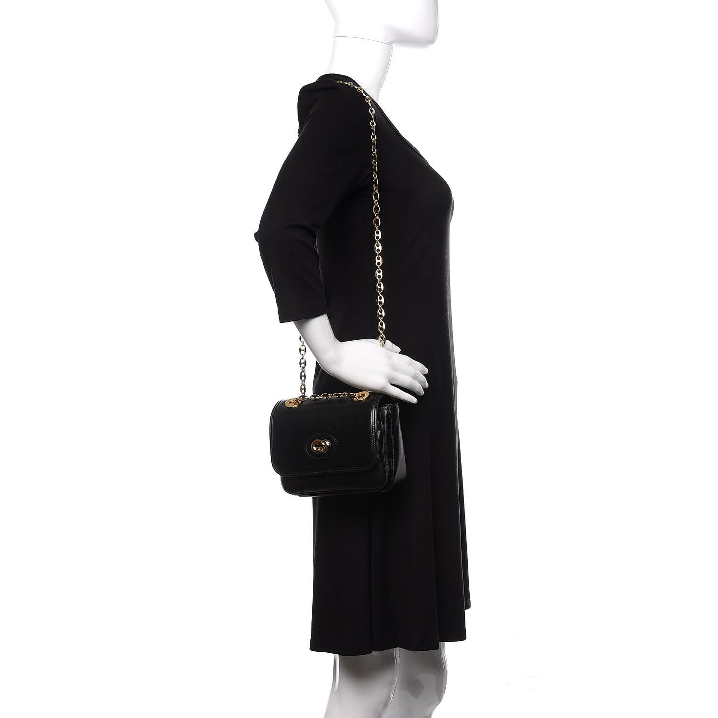 Azalea Calfskin Mini Marina Chain Shoulder Bag Black