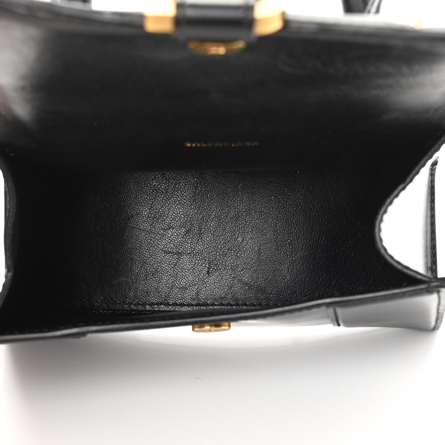 Shiny Box Calfskin Hourglass Top Handle Bag XS Black