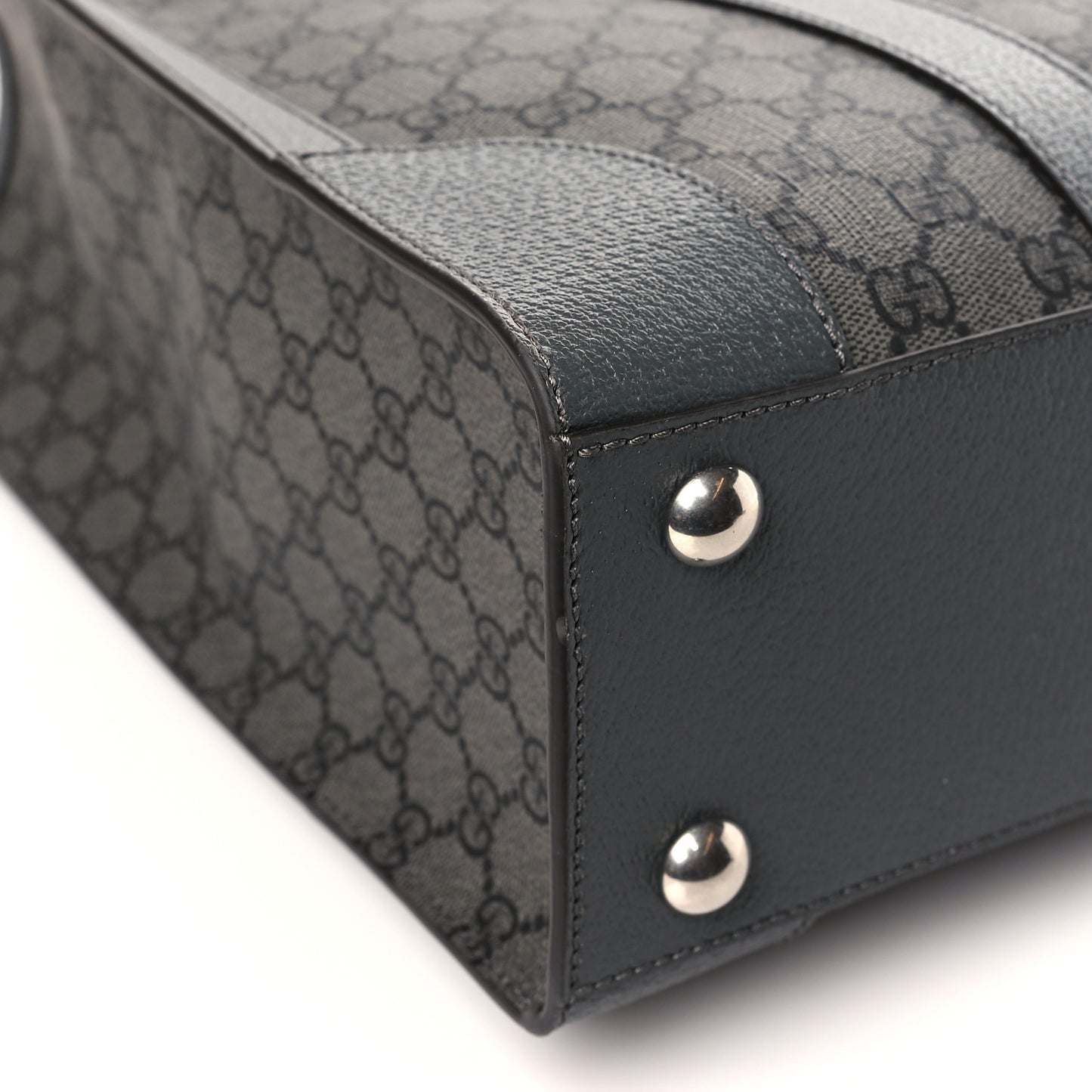 GG Supreme Monogram Textured Dollar Calfskin Medium Ophidia Tote Grey Black Graphite Grey
