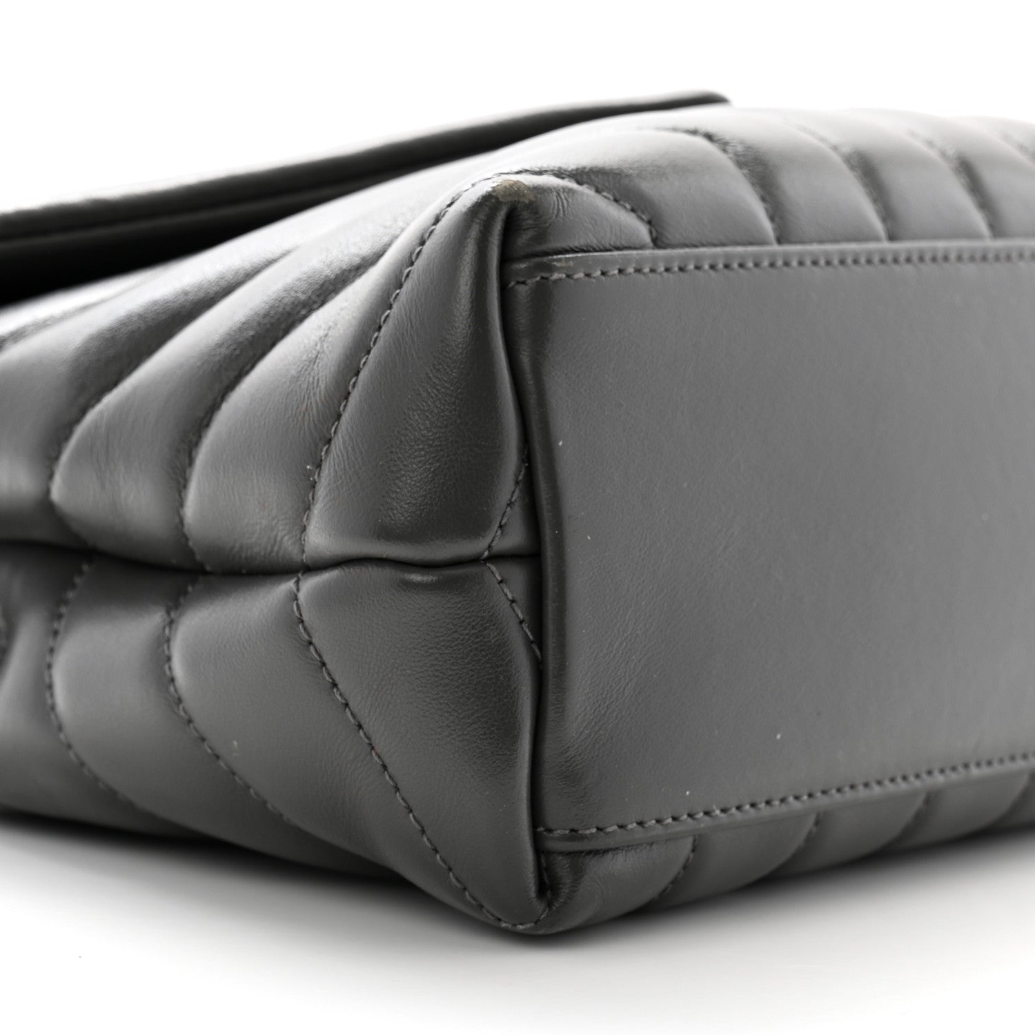 Saint Laurent Calfskin Y Quilted Monogram Small Loulou Chain Satchel Earth 10 of 13