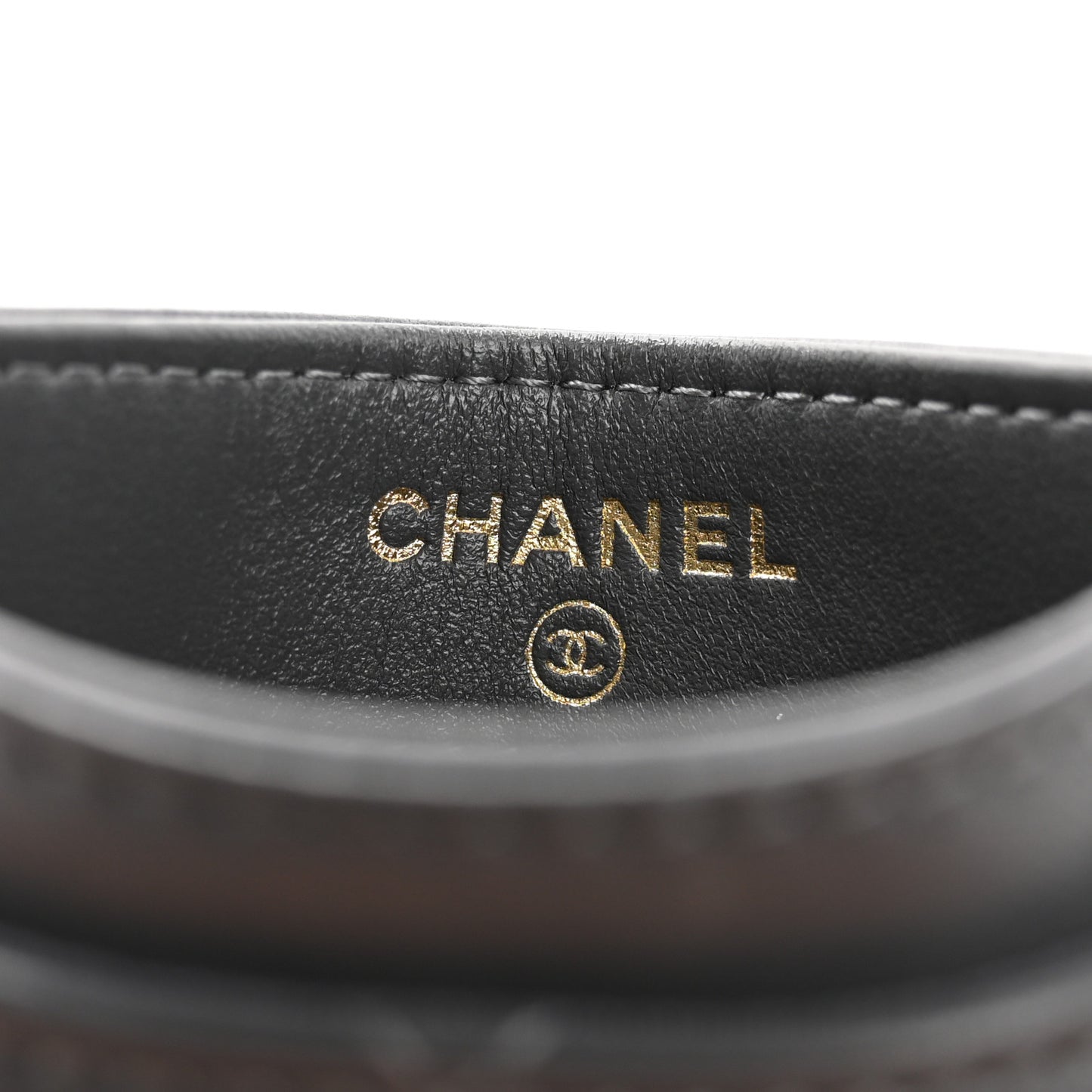 Lambskin Quilted Chanel 19 Card Holder Dark Grey