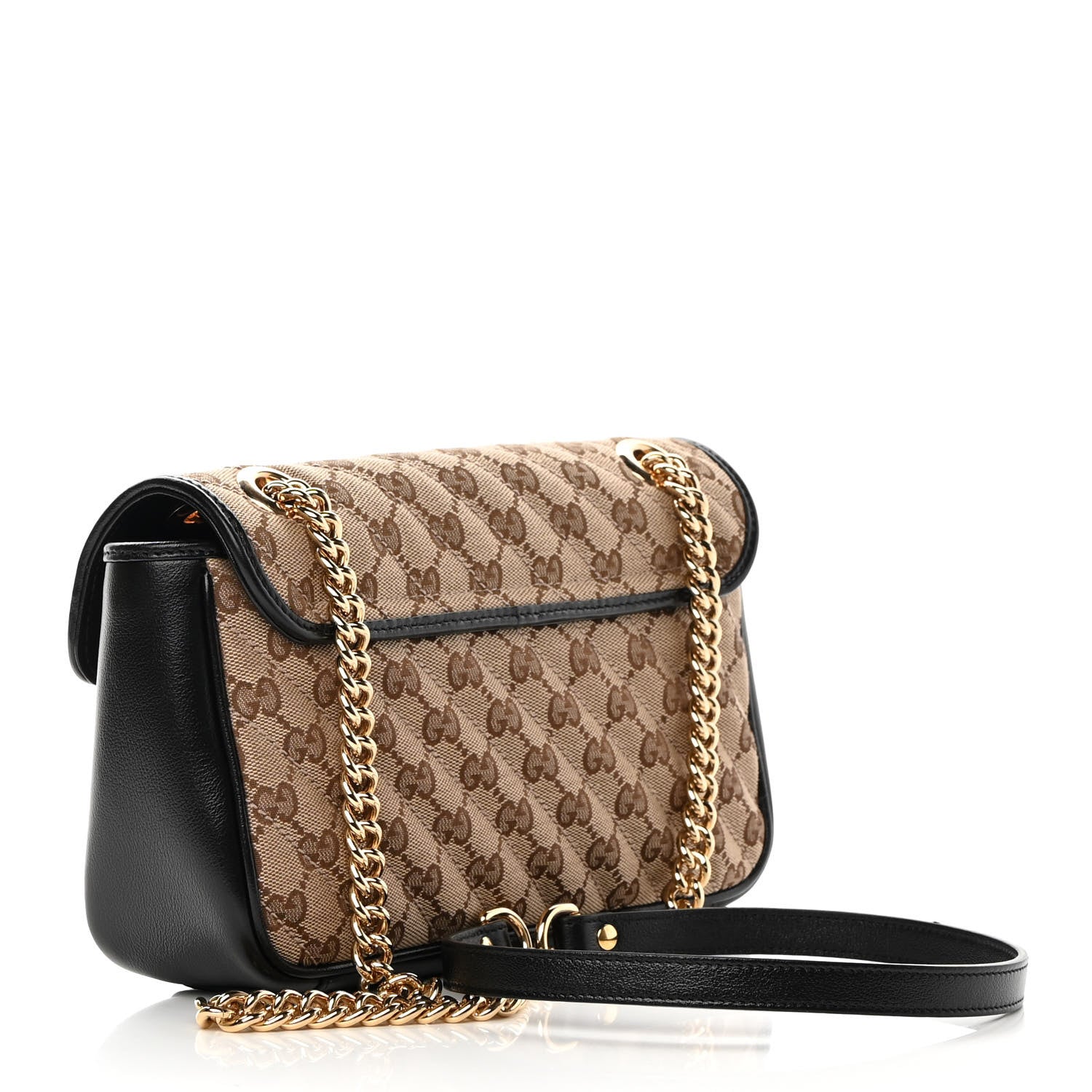 Gucci Monogram Matelasse Diagonal Small GG Marmont Shoulder Bag Beige Black 3 of 15