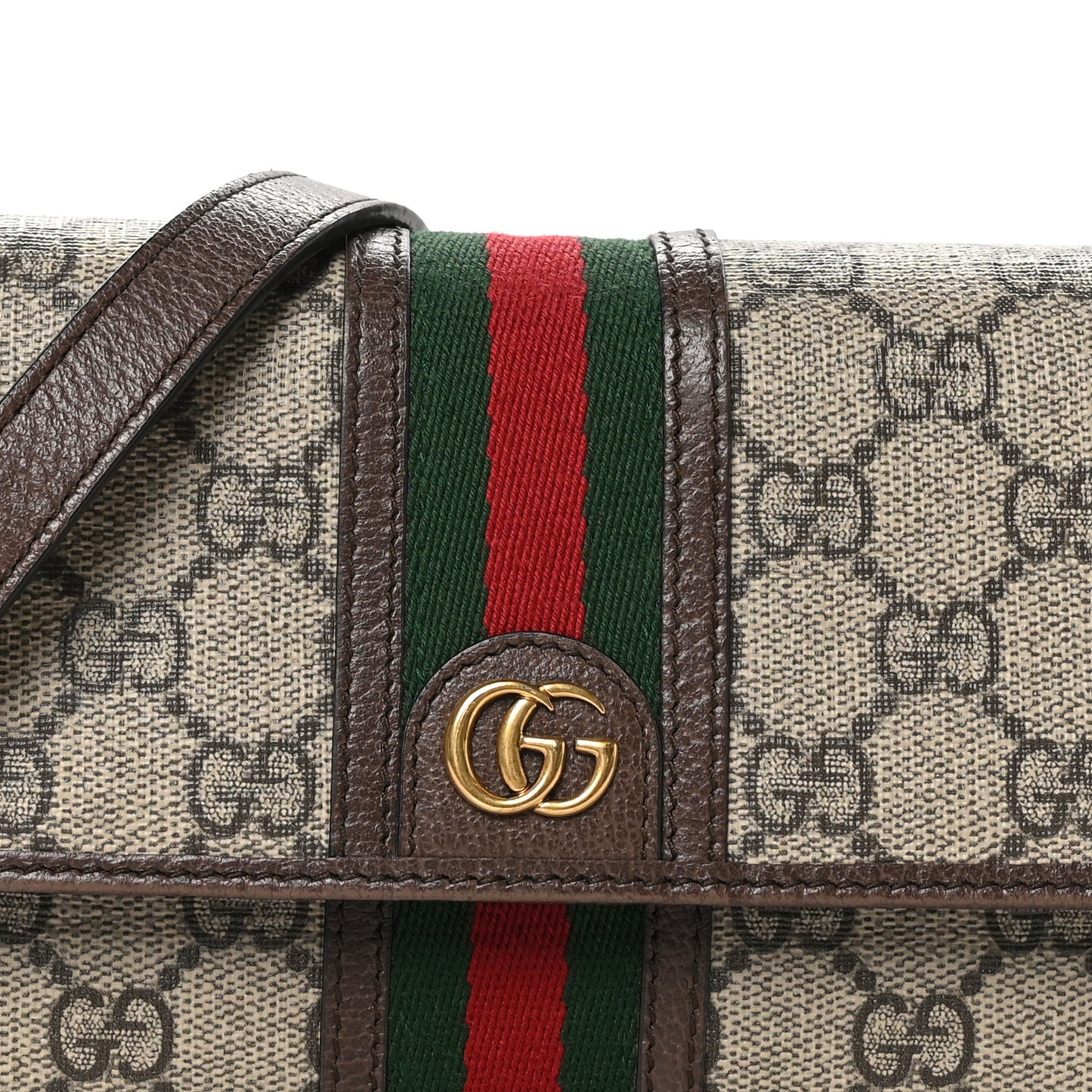 GG Supreme Monogram Web Ophidia Crossbody Wallet Beige New Acero