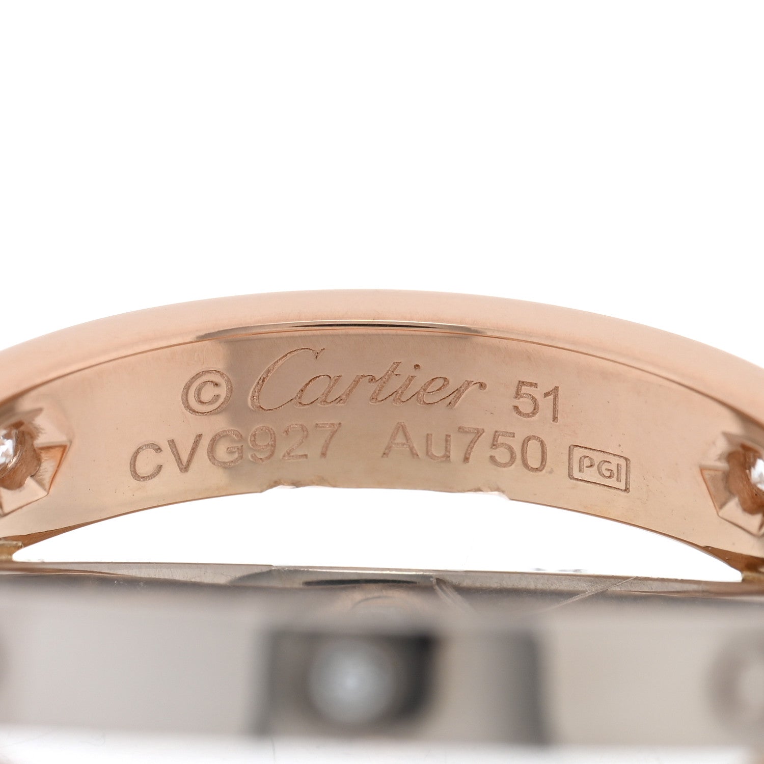 Cartier 18K Pink White Gold 6 Diamond LOVE Ring 51 5.75 3 of 5