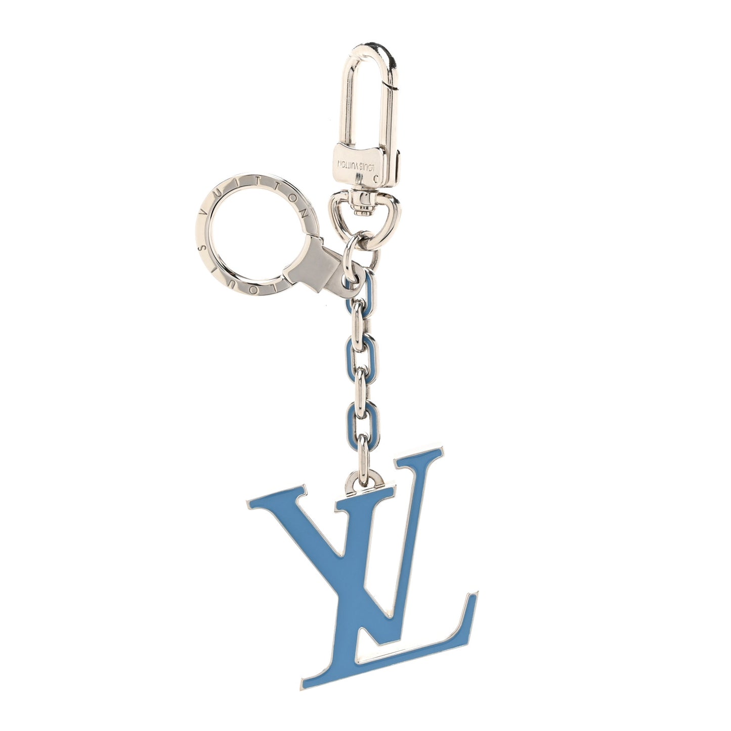 Metal Palladiium Finish Lacquer LV Initiales Bag Charm Key Holder
