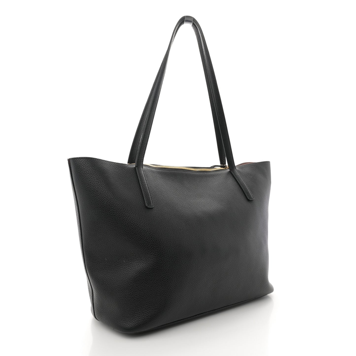 Grainy Calfskin Medium Gancini Tote Black