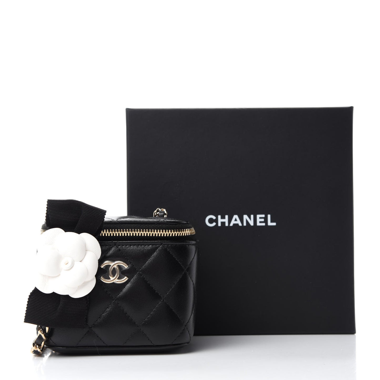 Lambskin Quilted My Chanel Lady Vanity Case With Chain Black