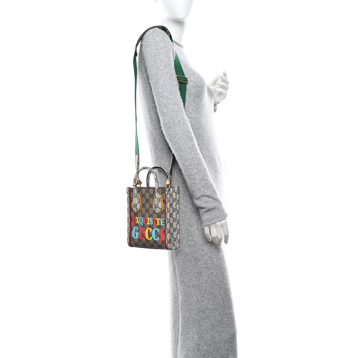 Gucci GG Supreme Monogram Exquisite Mini Vertical Tote Beige Ebony Blue Crop Live Red 2 of 10