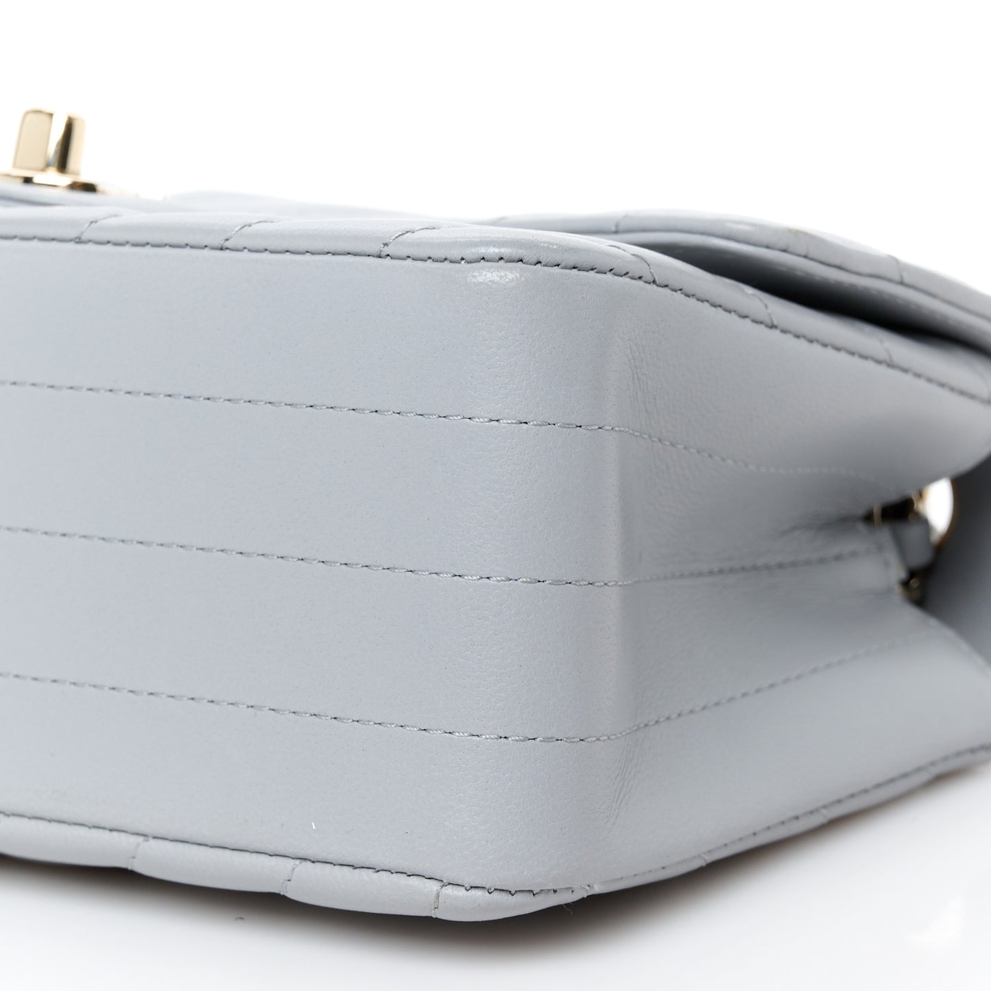 Lambskin Chevron Quilted Mini Rectangular Flap Grey