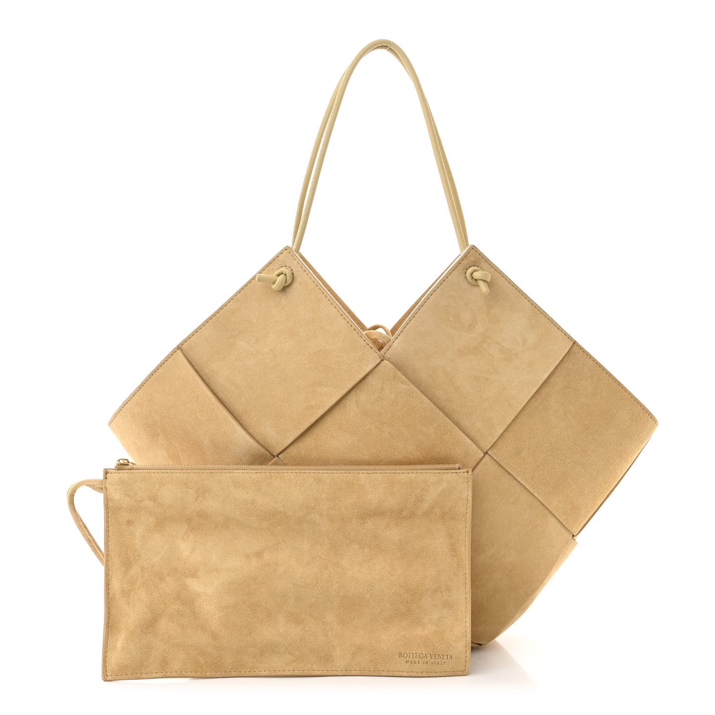 Suede Maxi Intrecciato Tote Cane Sugar Tapioca