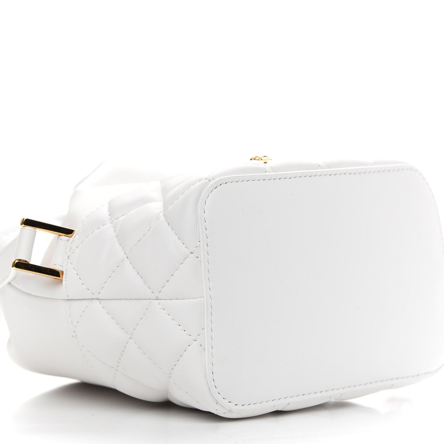 Nappa Quilted Medusa Bucket Bag White