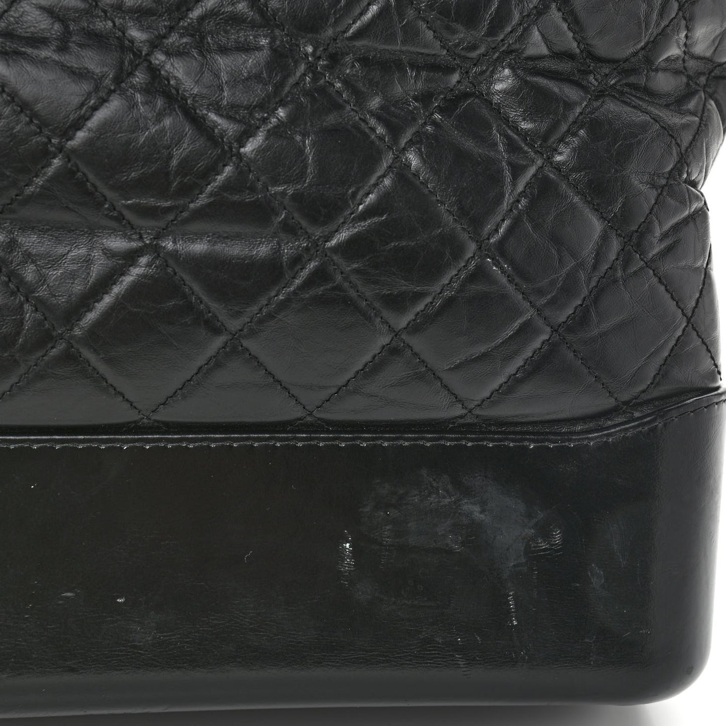 Aged Calfskin Quilted Large Gabrielle Hobo Black