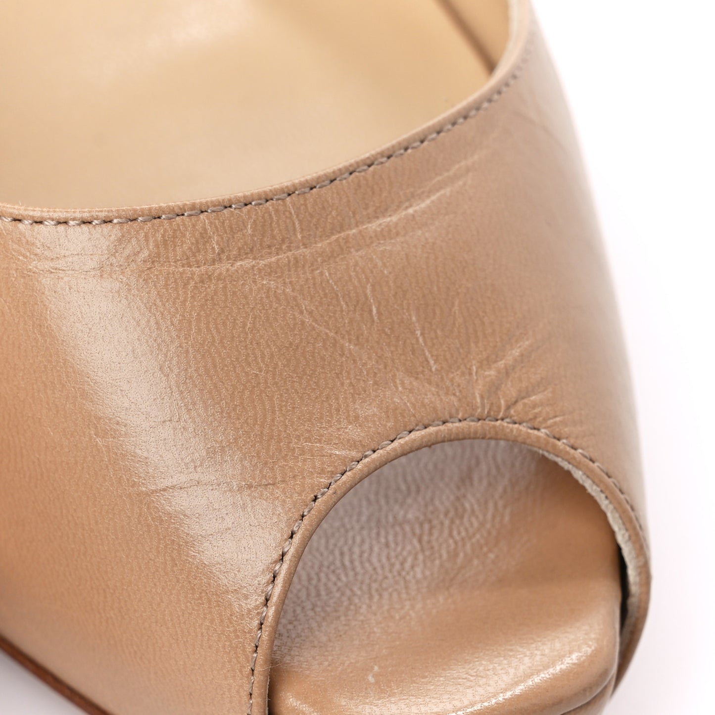 Calfskin Platform Peep Toe Pumps 38 Nude