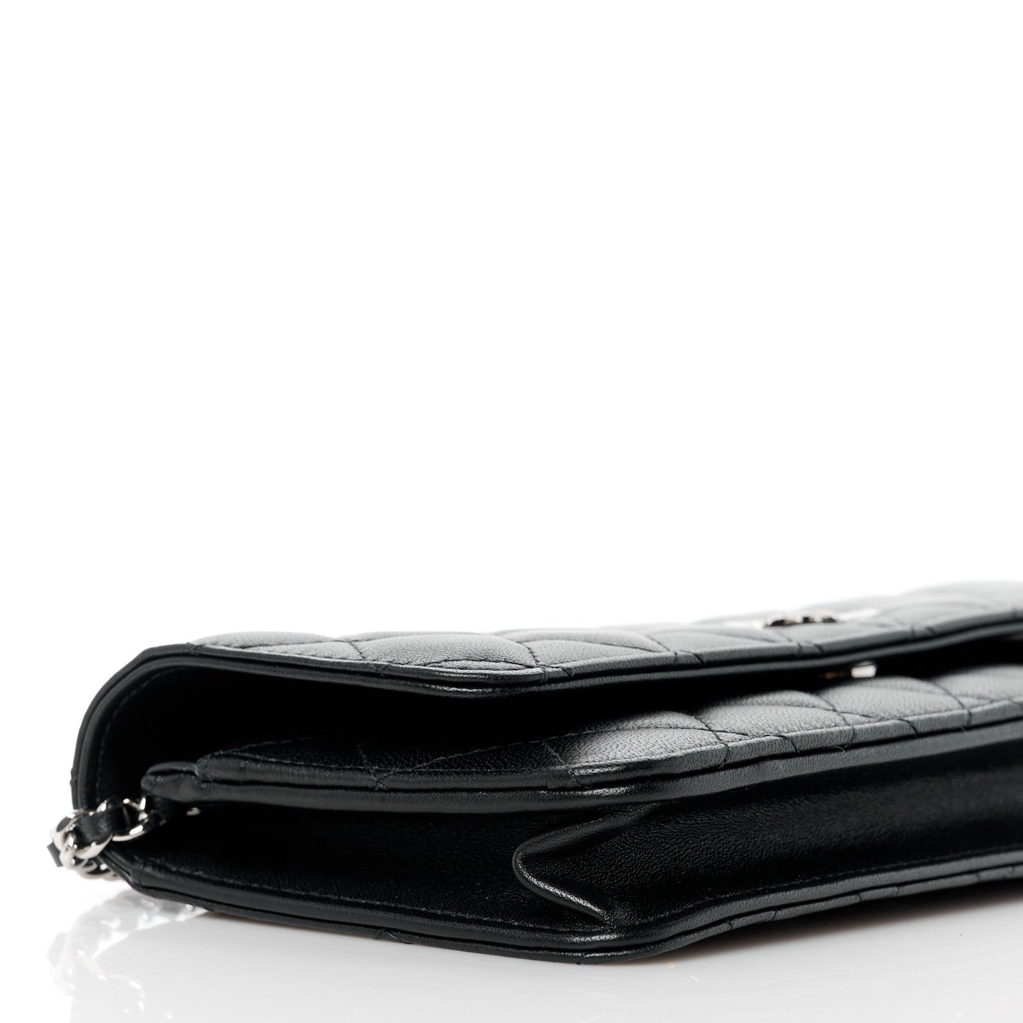 Lambskin Quilted Crystal Star Long Clutch With Chain Black