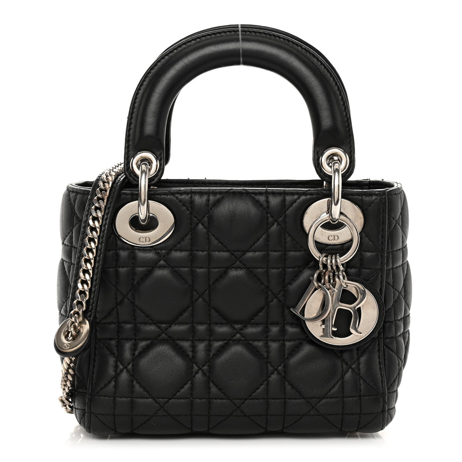 Christian Dior CHRISTIAN DIOR Lambskin Cannage Mini Lady Dior Black 1 of 10