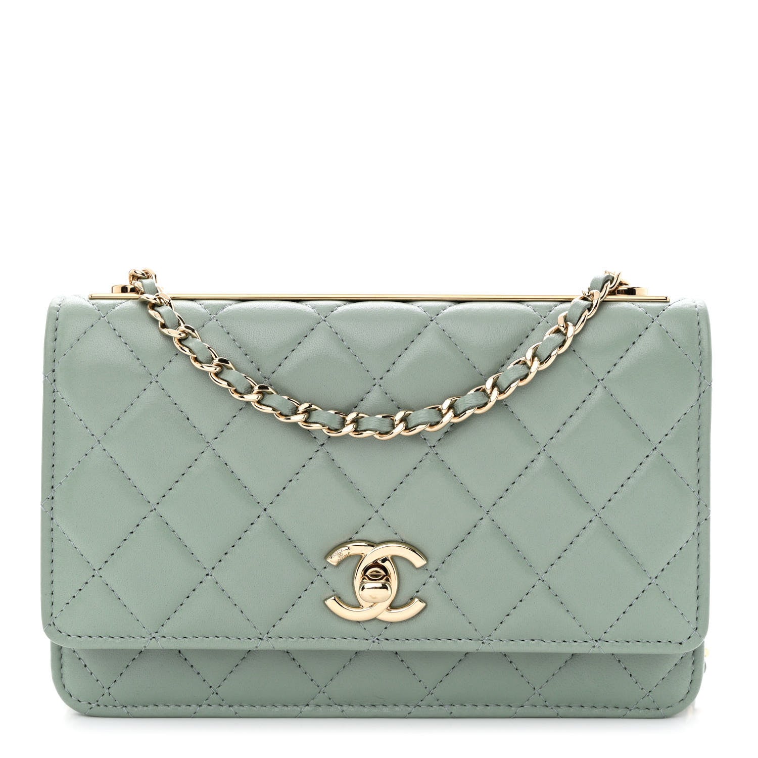 Chanel Lambskin Quilted Trendy CC Wallet On Chain WOC Grey 1 of 13