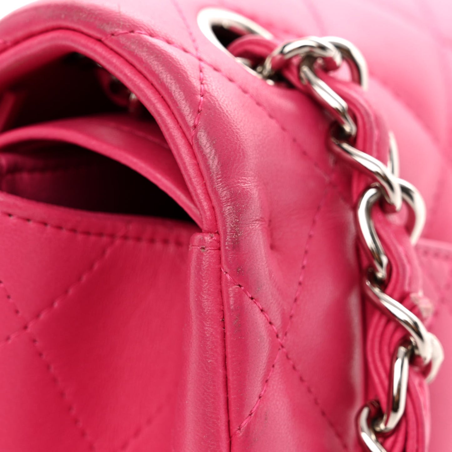 Lambskin Quilted Jumbo Double Flap Dark Pink