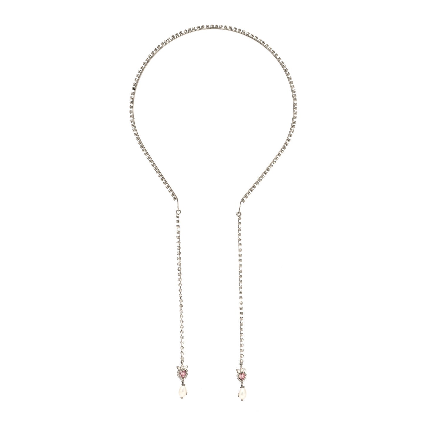 Metal Crystal Pearl Heart Hairband Silver