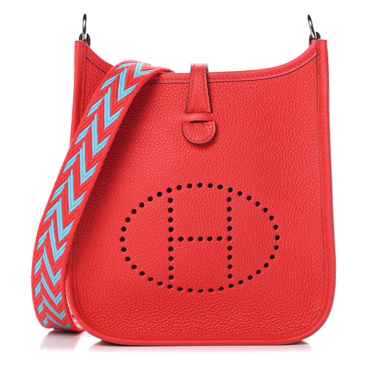 Hermes Taurillon Maurice Evelyne TPM Rouge De Coeur Bleu Du Nord 1 of 11