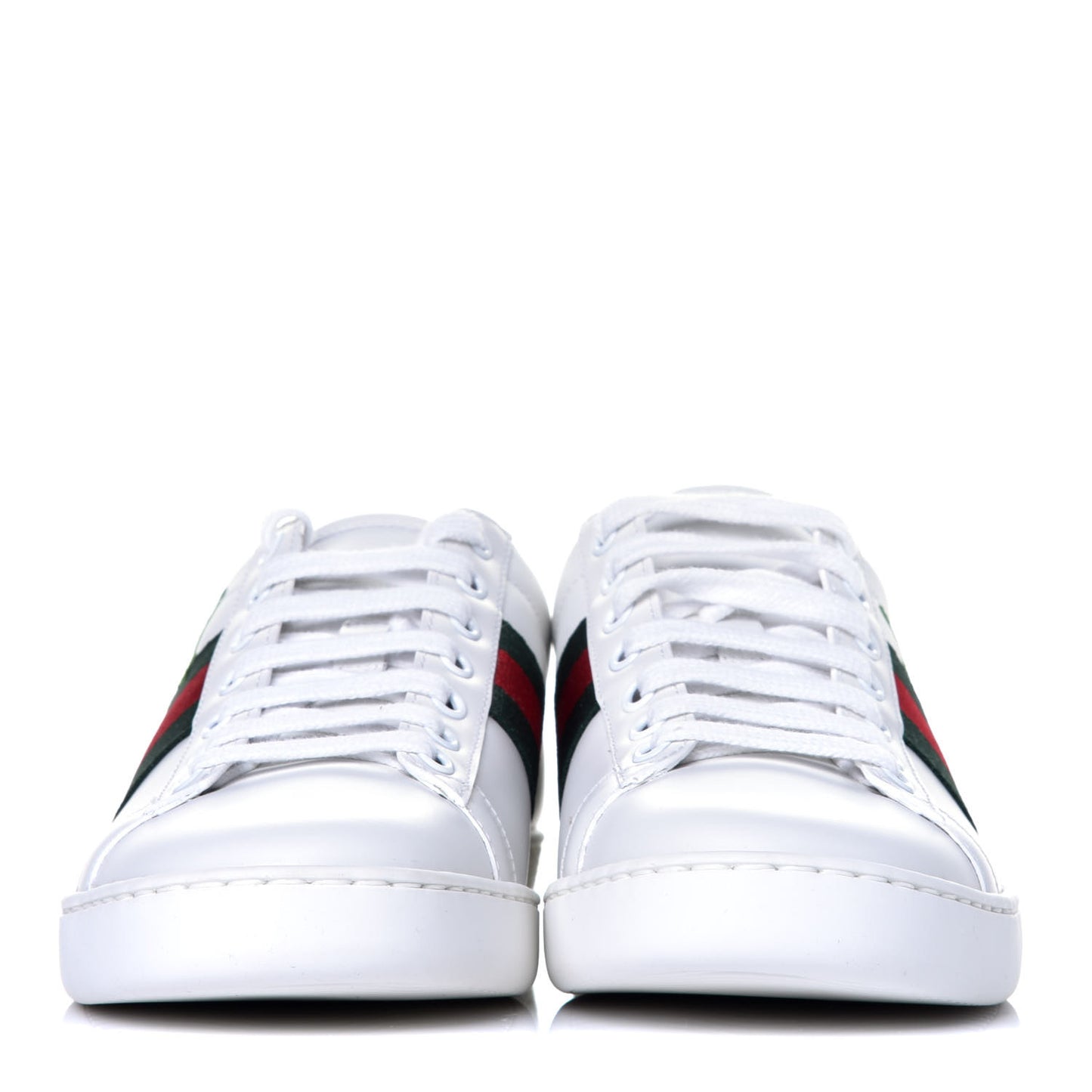 Calfskin Web Cherry Embroidered Womens Ace Sneakers 37 White