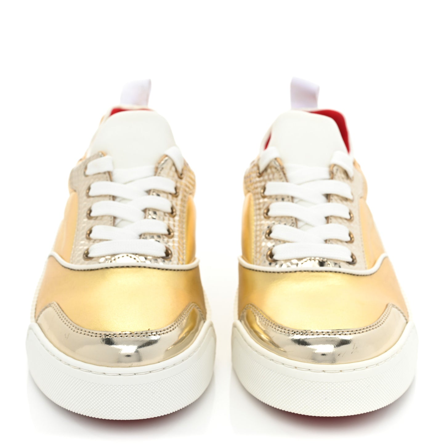 Metallic Calfskin Womens Aurelien Flat Sneakers 38 Gold White
