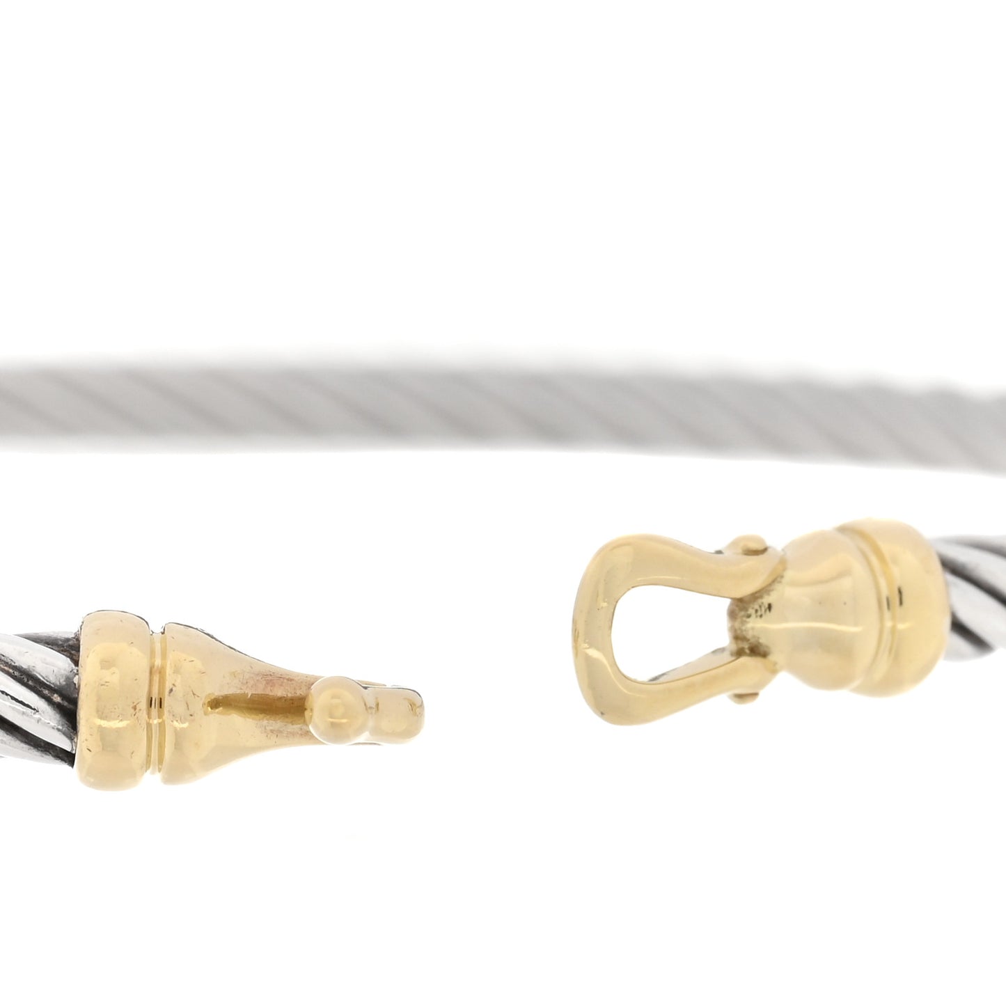 Sterling Silver 18K Yellow Gold 3mm Cable Buckle Bracelet