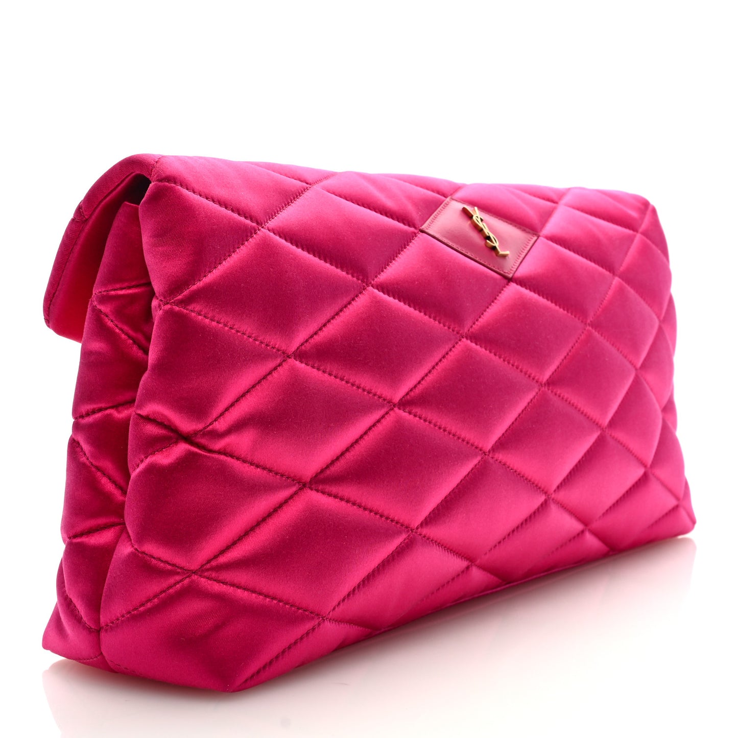 Satin Quilted Sade Puffer Envelope Clutch Bubblegum