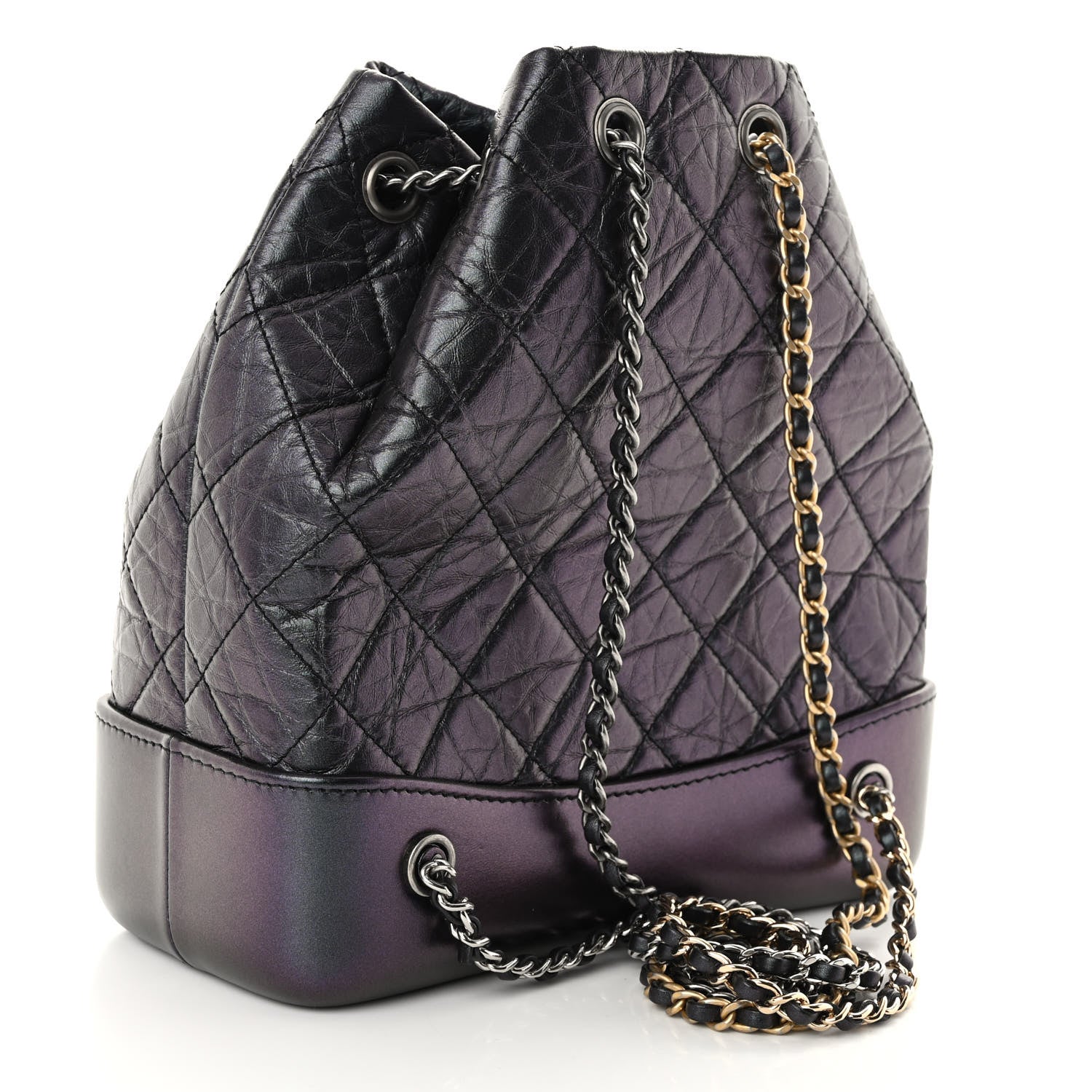 Chanel Iridescent Lambskin Calfskin Small Quilted Gabrielle Backpack Black 3 of 10