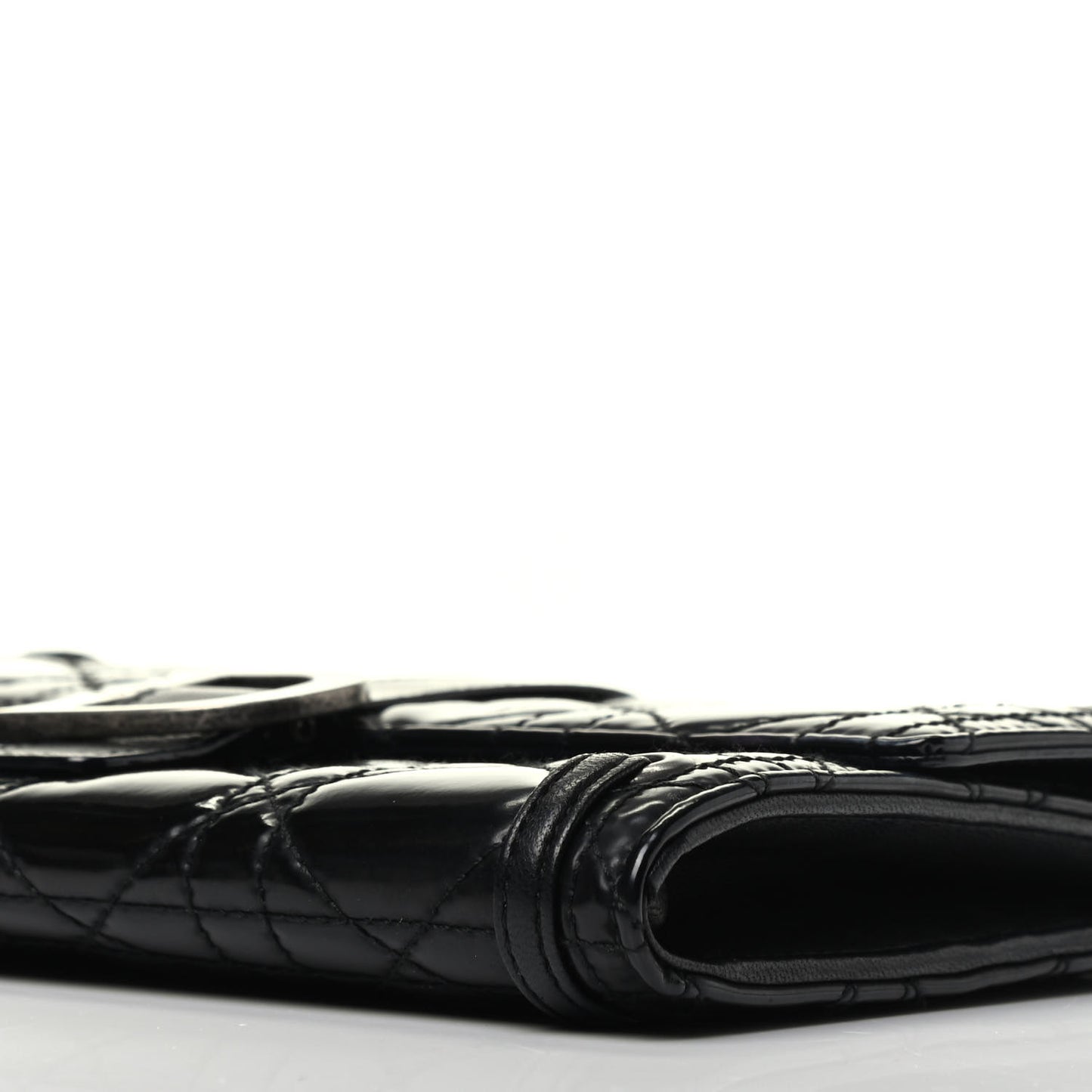 Patent Cannage Crossbody Wallet Black