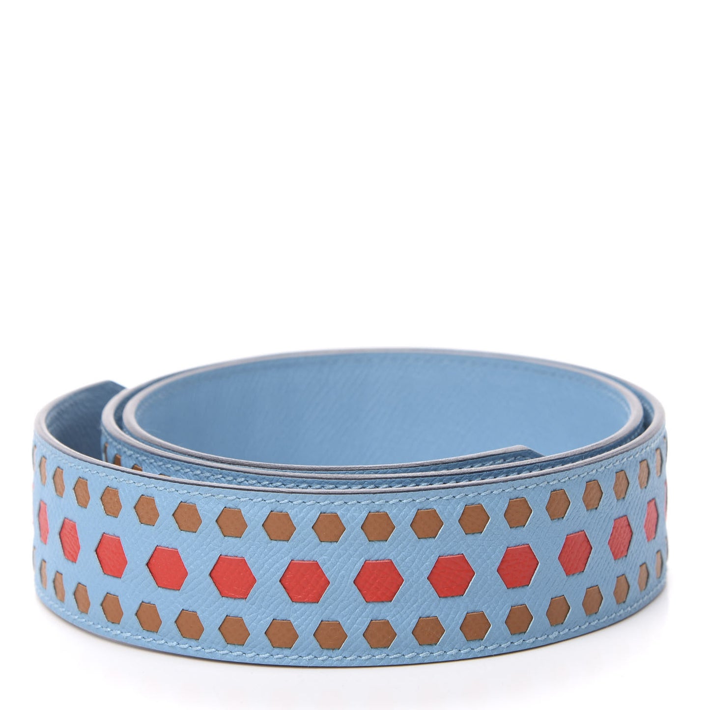 Epsom 40mm Hexagone Tressage Shoulder Strap Bleu De Nord Rouge De Coeur Gold