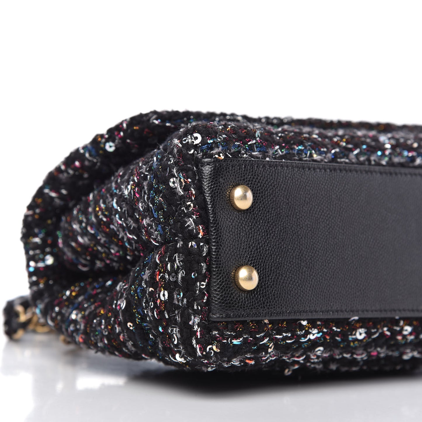 Tweed Sequin Mini Coco Handle Flap Black